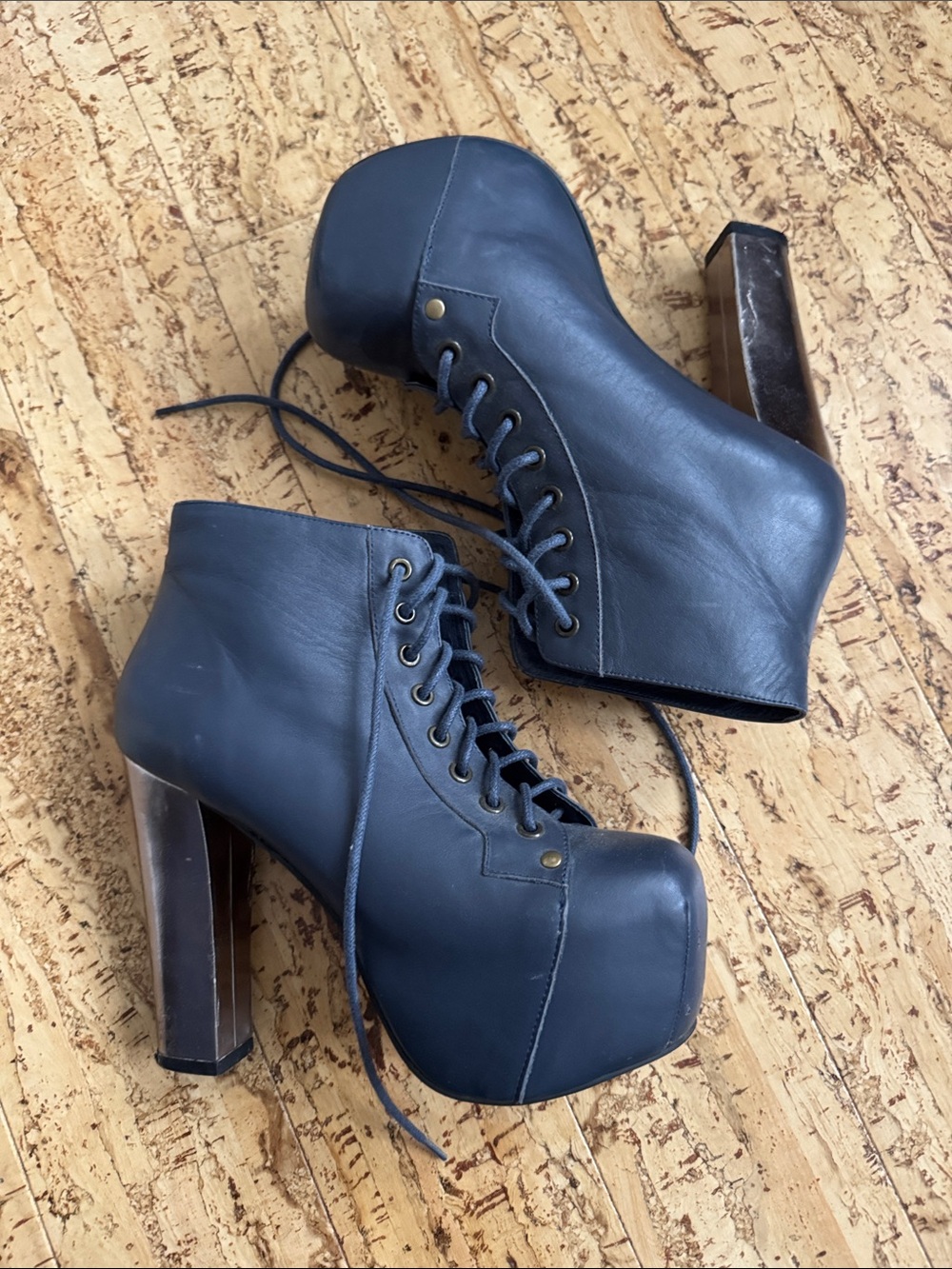 Jeffrey Campbell Lita Navy Lace-Up Platforms